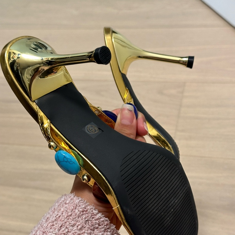 Gold Multi Colored Sandals - Picture 4 of 4